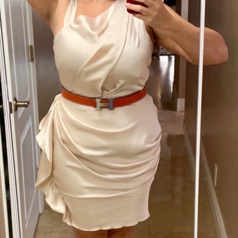 Donna Morgan Ivory Classic drape goddess dress - Picture 6 of 8